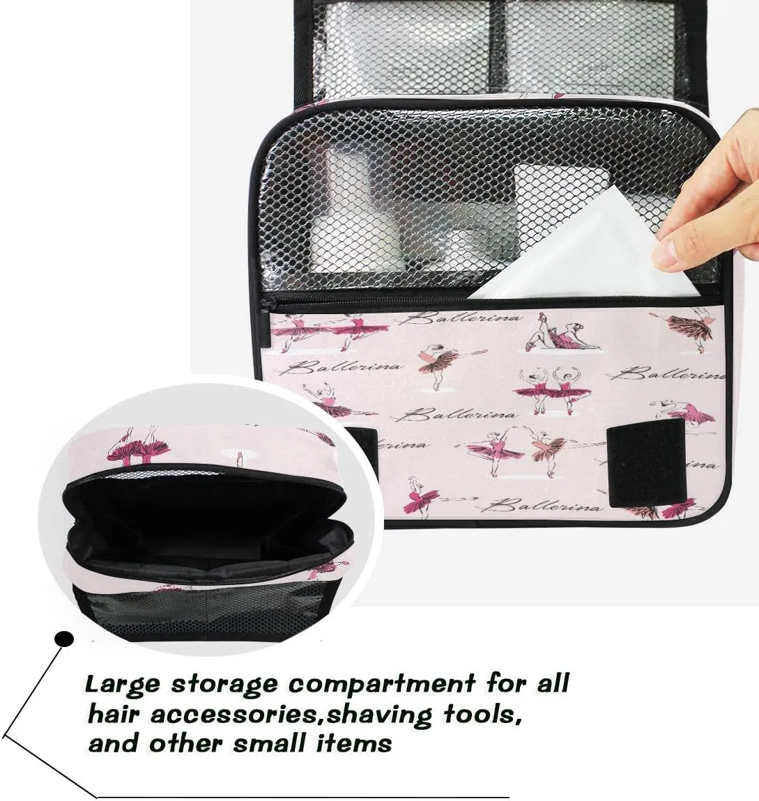 AUUXVA Travel Toiletry Bag Cosmetic Organizer Bag Hanging Makeup Bag for Women Men Girls (Ballerina Dancer)
