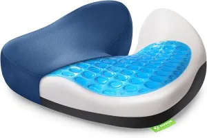 AUVON Multi-Layer Gel Cushion for Ideal Support & Softness, Cooling Memory Foam Cushion for Hemorrhoid, Sciatica & Tailbone Pain Relief, Anti-Slip Back Seat Pillow, FSA HSA Eligible