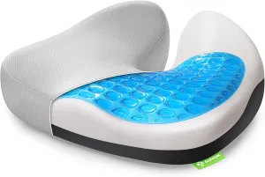 AUVON Multi-Layer Gel Cushion for Ideal Support & Softness, Cooling Memory Foam Cushion for Hemorrhoid, Sciatica & Tailbone Pain Relief, Anti-Slip Back Seat Pillow, FSA HSA Eligible