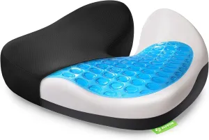 AUVON Multi-Layer Gel Cushion for Ideal Support & Softness, Cooling Memory Foam Cushion for Hemorrhoid, Sciatica & Tailbone Pain Relief, Anti-Slip Back Seat Pillow, FSA HSA Eligible