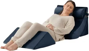 Axelrod Orthopedic Bed Wedge Pillow Set, Post Surgery Foam for Back, Neck and Leg Pain Relief Comfortable & Adjustable Ortho Pillows- Anti Snoring, Heartburn, Acid Reflux & GERD Sleeping Dark Indigo
