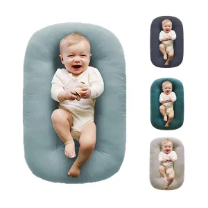 Baby Lounger for Newborn Pillow,Loevin Baby Nest Pillow Co-Sleeping for Baby in Bed,Newborn Lounger for Boys & Girls 0-12 Months-Misty Blue