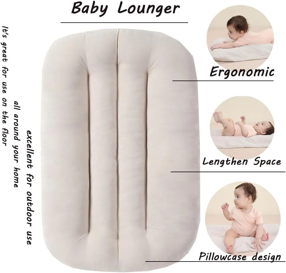 Baby Lounger,Baby Lounger Pillow,Baby Lounger Nest Cover for 0-12 Month (Dark Gray)