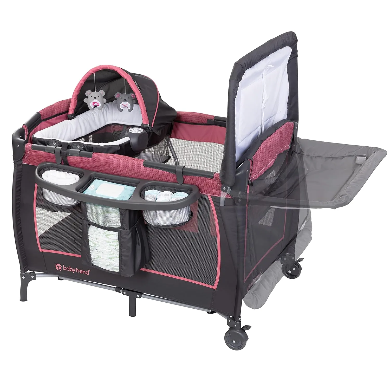 Baby Trend Lil’ Snooze™ Deluxe III Nursery Center® Playard for Twins, Cozy Berry