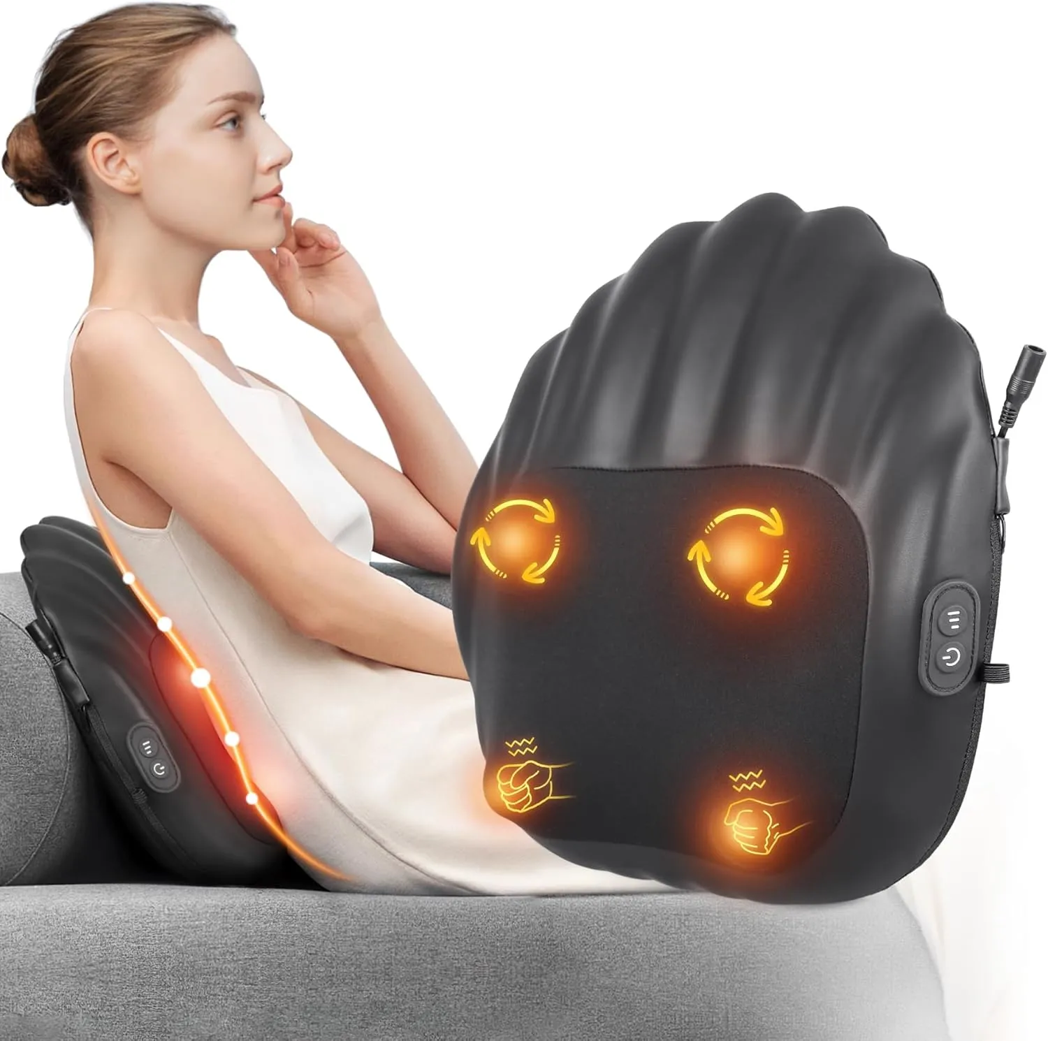 Back Massager with Heat, Corded Low Back Massager for Pain Relief Deep Tissue, Shiatsu Back Shoulder Massage Pillow for Full Body, Gifts for Women Men