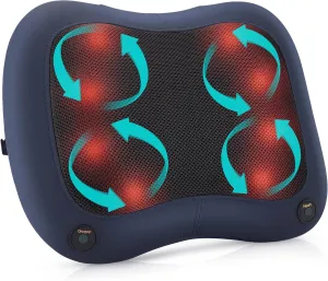 Back Massager with Heat - Shiatsu Massagers for Lower and Upper Back, Deep Tissue 3D Kneading Electric Massage Pillow for Office Chair Car, Muscle Waist Leg Pain Relief, for Mom Dad Blue