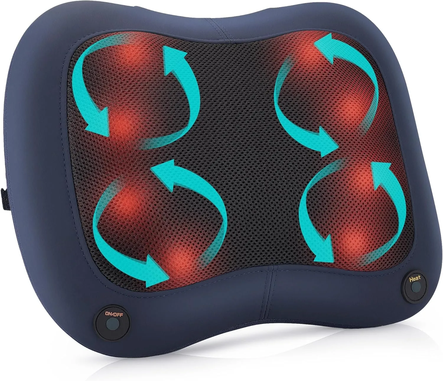 Back Massager with Heat - Shiatsu Massagers for Lower and Upper Back, Deep Tissue 3D Kneading Electric Massage Pillow for Office Chair Car, Muscle Waist Leg Pain Relief, for Mom Dad Blue