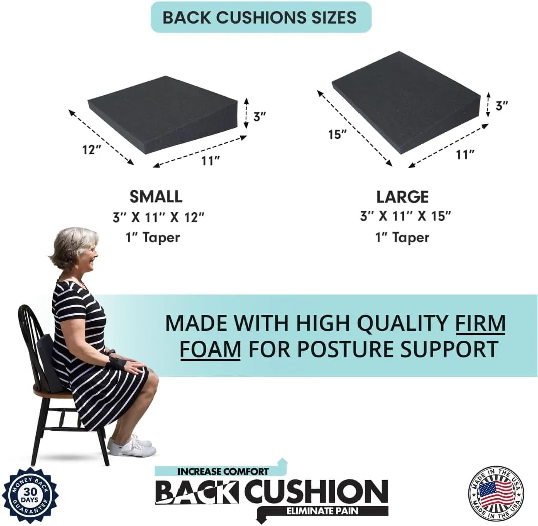 Back Wedge Cushion for Support, Stress Relief, and Posture When Sitting in Chair Or Car (Large Size 15”)
