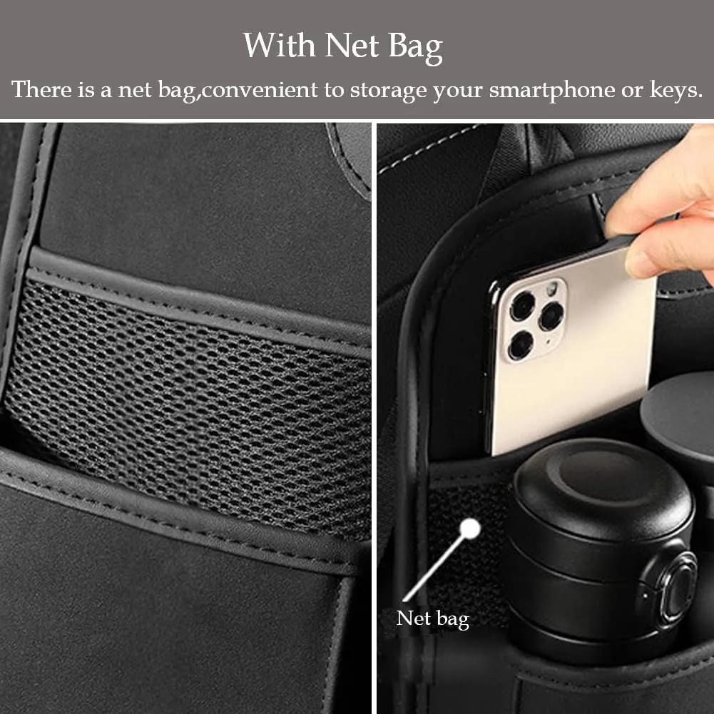 Backseat Organizer, Hanging Storage Bag With Plastic Hooks, Travel Accessories, Faux Deer Velvet Material, Compatible With Most Vehicles, Inner Accessories