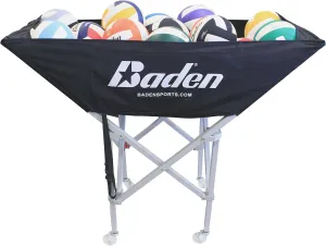 Baden CBC-200C Perfection Hammock Volleyball Cart | Durable Aluminum & Nylon Design for Easy Storage and Transport | Holds 30  Volleyballs | Gunmetal Grey