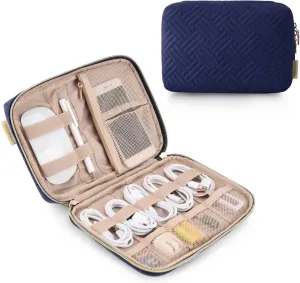 BAGSMART Electronics Organizer Travel Case for Tech Accessories, Cable Storage Bag with Cord Management, Sapphire Blue