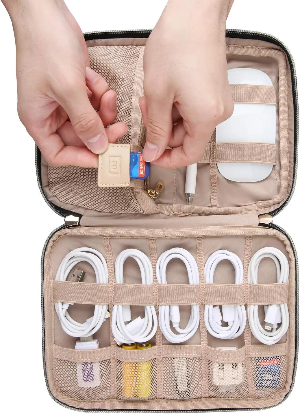 BAGSMART Electronics Organizer Travel Case for Tech Accessories, Cable Storage Bag with Cord Management, Sapphire Blue