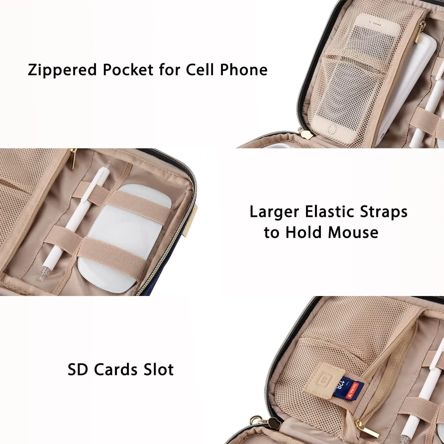 BAGSMART Electronics Organizer Travel Case for Tech Accessories, Cable Storage Bag with Cord Management, Sapphire Blue
