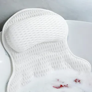 Bath Pillow Luxury Bathtub Pillow - Bath Pillows for Tub Neck and Back Support, Ergonomic Tub Pillow for Bath with 4D Air Mesh   6 Strong Suction Cups, Great Spa Gifts Bathtub Accessories