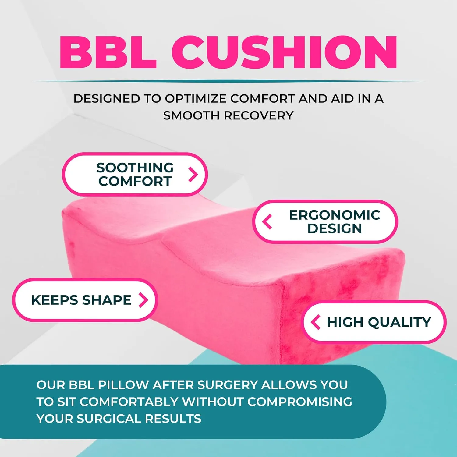 BBL Pillow After Surgery for Butt - Lightweight Brazilian Butt Lift Pillow After Surgery - BBL Recovery Pillow for Sitting with Removable Washable Cover - BBL Supplies Post Surgery Pillow