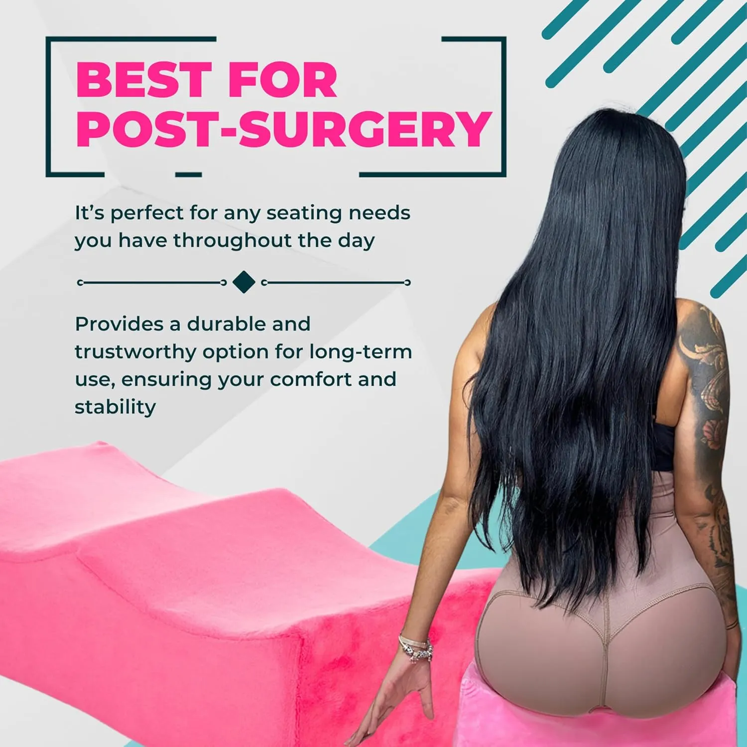 BBL Pillow After Surgery for Butt - Lightweight Brazilian Butt Lift Pillow After Surgery - BBL Recovery Pillow for Sitting with Removable Washable Cover - BBL Supplies Post Surgery Pillow