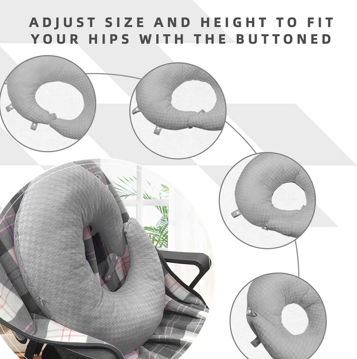 BBL Pillow After Surgery for Butt to Sleep, Brazilian Butt Lift Recovery Post Surgery Pillow for Sitting Sleeping Driving, Donut Pillow for Woman Lumbar Back Cushion Seat (Gray)