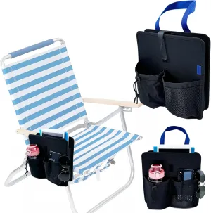 Beach Chair Cup Holder, Camping Chair Side Hanging Organizer Pouch, Chair Armrest Side Caddy Pocket Attachment for Water Bottle, Tumbler, Tablet, Snacks