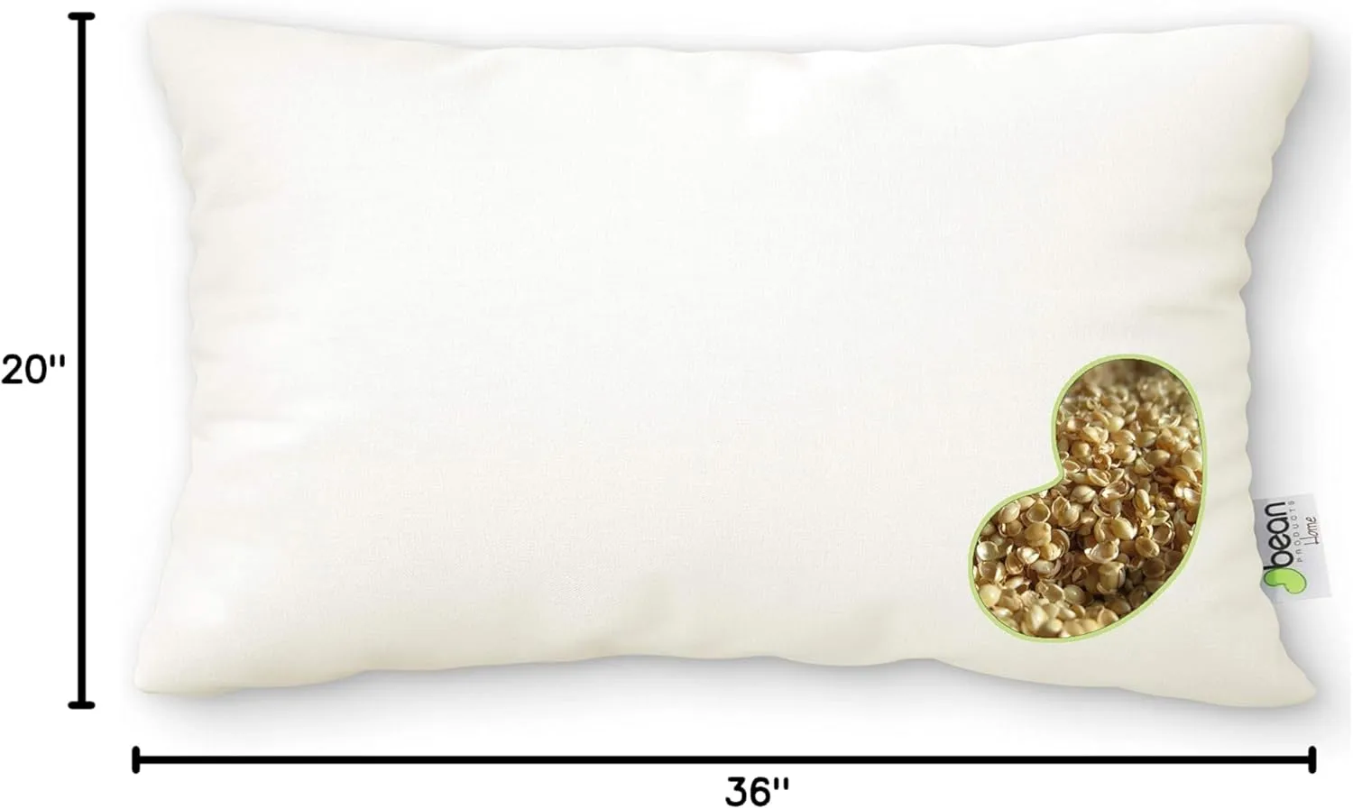 Bean Products 20" x 36" King Bed Pillow for Sleeping – Organic Millet Fill with Organic Cotton Fabric, Soft Head Pillow – Eco-Friendly, Breathable, and Durable Sleep Aid, Made in The USA