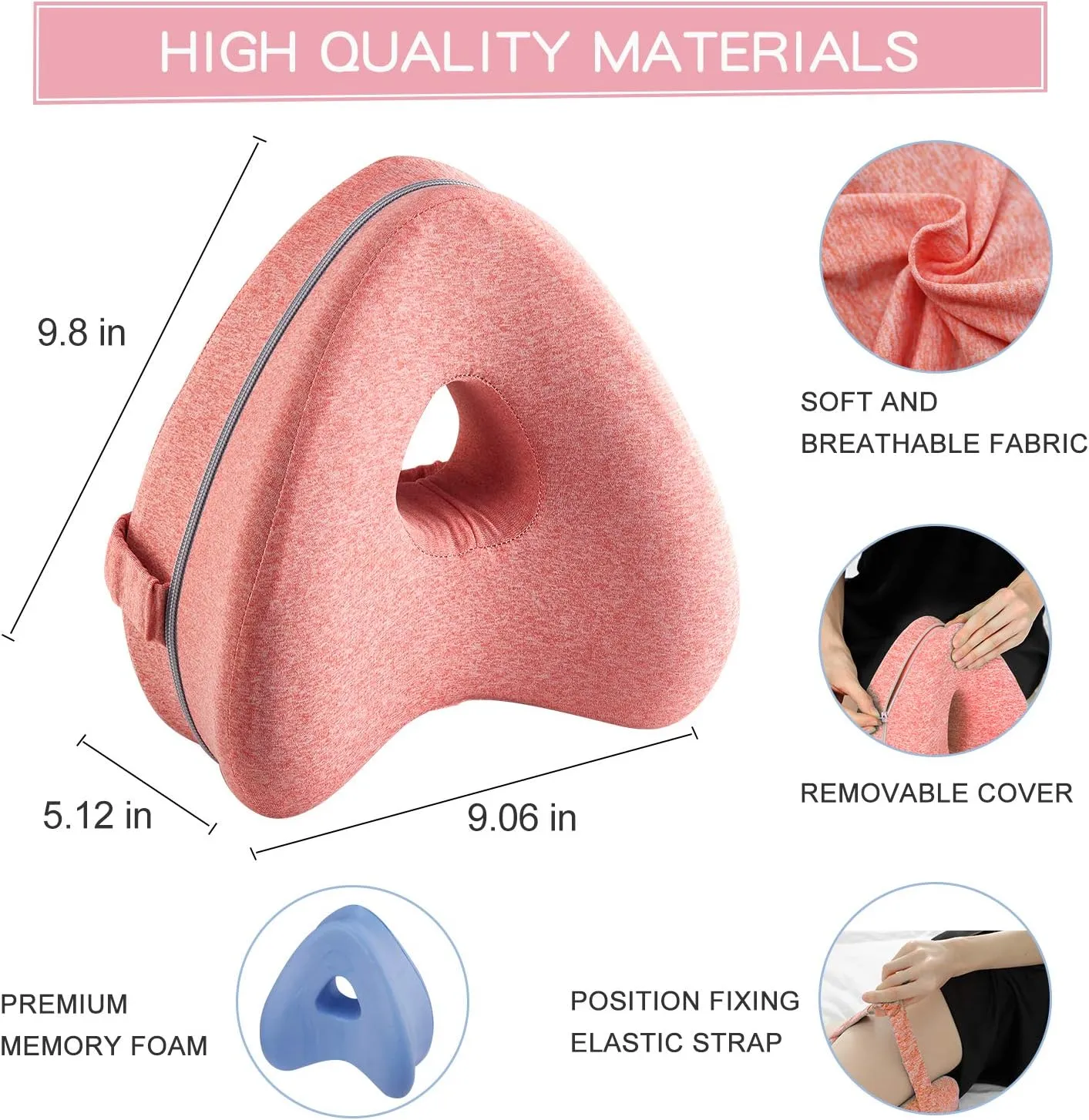 BEAUTRIP Leg Pillow | Ergonomic Side Sleeping Pillows | Memory Foam Knee Pillow with Strap for Side Sleeper | Leg Support Cushion with Removable and Washable Cover