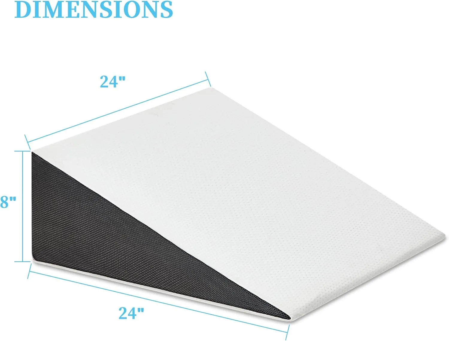 Bed Wedge Pillow for Sleeping, 8" 24" 24" Triangle Pillow Wedge, Cooling Memory Foam Top, Elevated Support Wedge Pillow - Removable Washable Cover