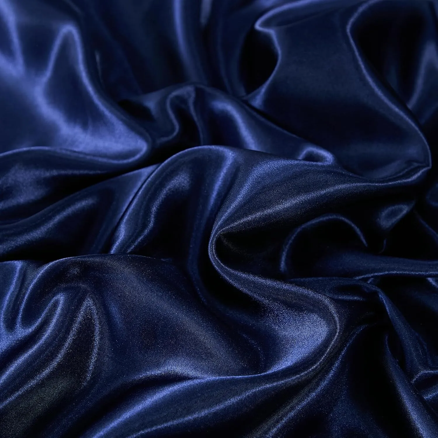 Bedbay Luxury Satin Comforter Set King Size 10 Pcs,Pinch Pleat Bedding Set,King Bed in a Bag Set,Navy Blue Satin Bed Sheets with Comforter,Bed Skirt,Flat Sheet,Fitted Sheet,Decorative Pillowcases