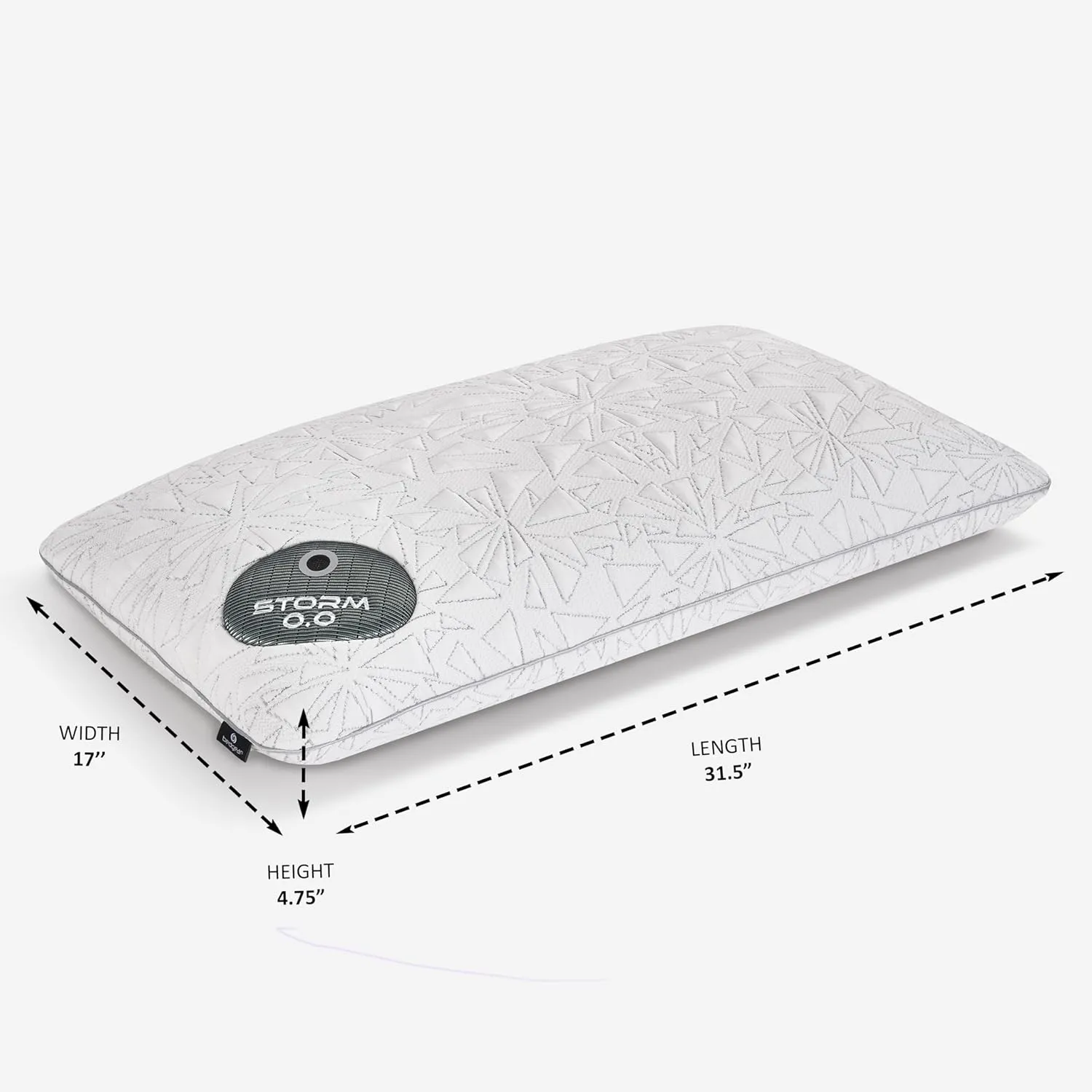 Bedgear Storm King Performance Pillow - Size 0.0 - Cooling Bed Pillow for Hot Sleepers - Medium Pillow for All Sleep Positions, Hypoallergenic, Washable & Removable Cover - 20" W x 36" L x 4.75"