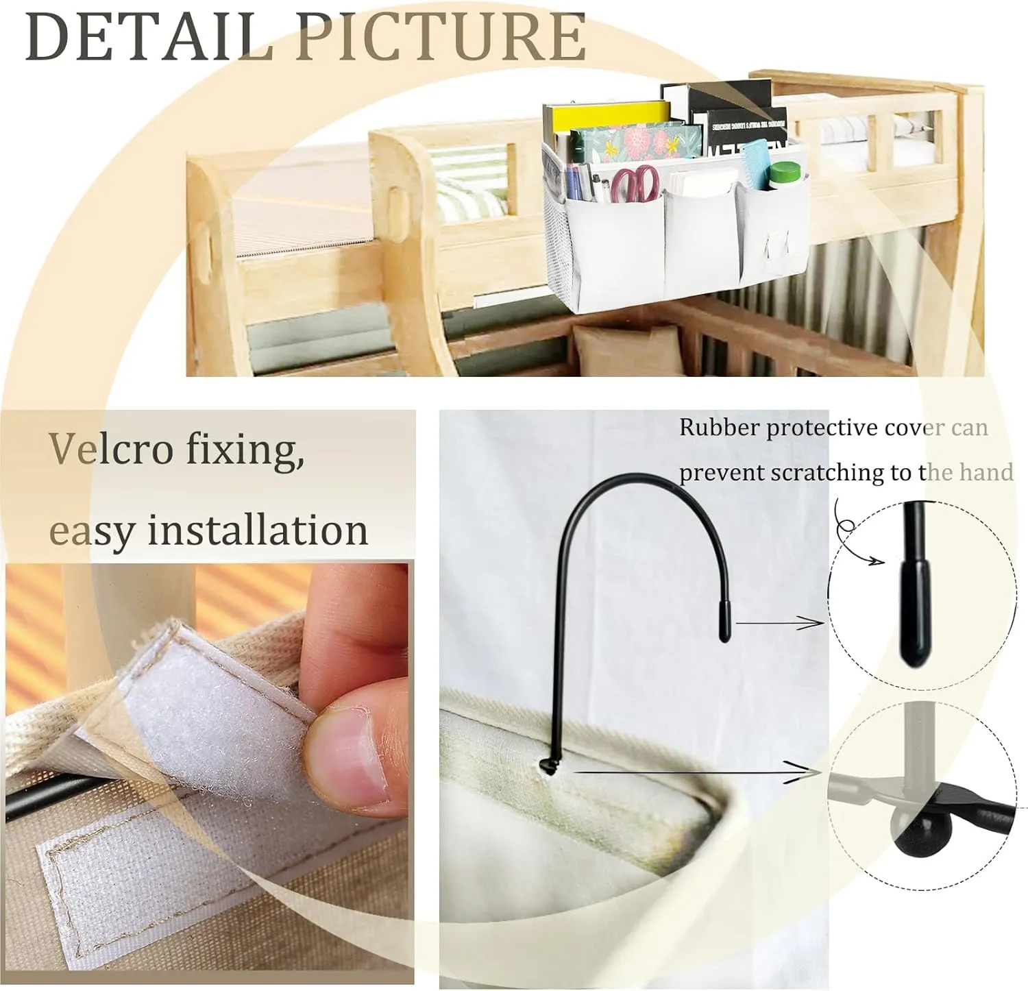 Bedside Caddy, Bedside Hanging Storage Organizer forBunk and Hospital Beds,College Dorm Bed，Can be Placed Glasses Books Mobile Phones (White 2)…