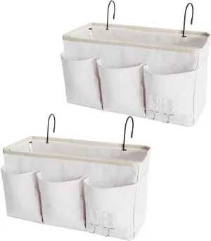 Bedside Caddy, Bedside Hanging Storage Organizer forBunk and Hospital Beds,College Dorm Bed，Can be Placed Glasses Books Mobile Phones (White 2)…