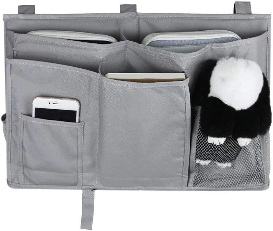 Bedside Storage Organizer, Bedside Caddy Hanging Storage Bag for Bunk and Hospital Beds, Dorm Rooms Bed Rails,Baby Bed,Baby Cart,Car Backrest with 8 Pockets (Grey)