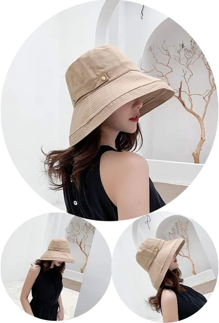 BeFur Summer Sun Hats for Women Wide Brim Bucket Hat Packable Roll Up Beach Cap