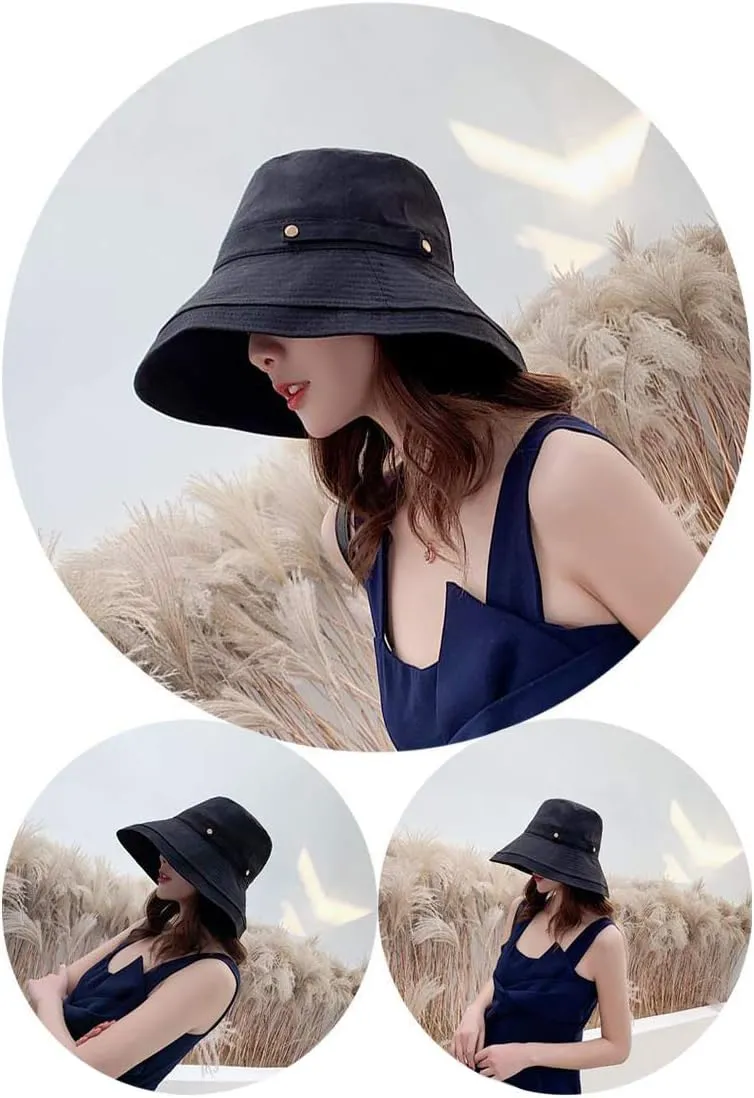 BeFur Summer Sun Hats for Women Wide Brim Bucket Hat Packable Roll Up Beach Cap