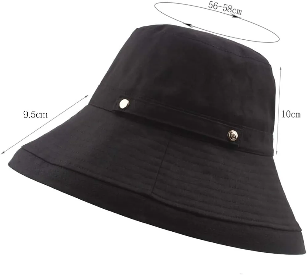 BeFur Summer Sun Hats for Women Wide Brim Bucket Hat Packable Roll Up Beach Cap