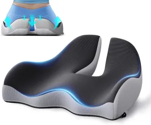 Benazcap X Large Memory Seat Cushion for Office Chair Ergonomic Cushions Butt Pillow for Pressure Relief Sciatica & Pain Relief Memory Foam for Long Sitting for Gaming Chair and Car Seat-Black & Grey