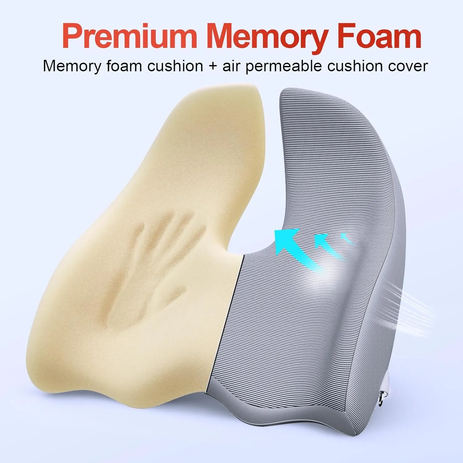 Benazcap X Large Memory Seat Cushion for Office Chair Ergonomic Cushions Butt Pillow for Pressure Relief Sciatica & Pain Relief Memory Foam for Long Sitting for Gaming Chair and Car Seat-Dark Grey