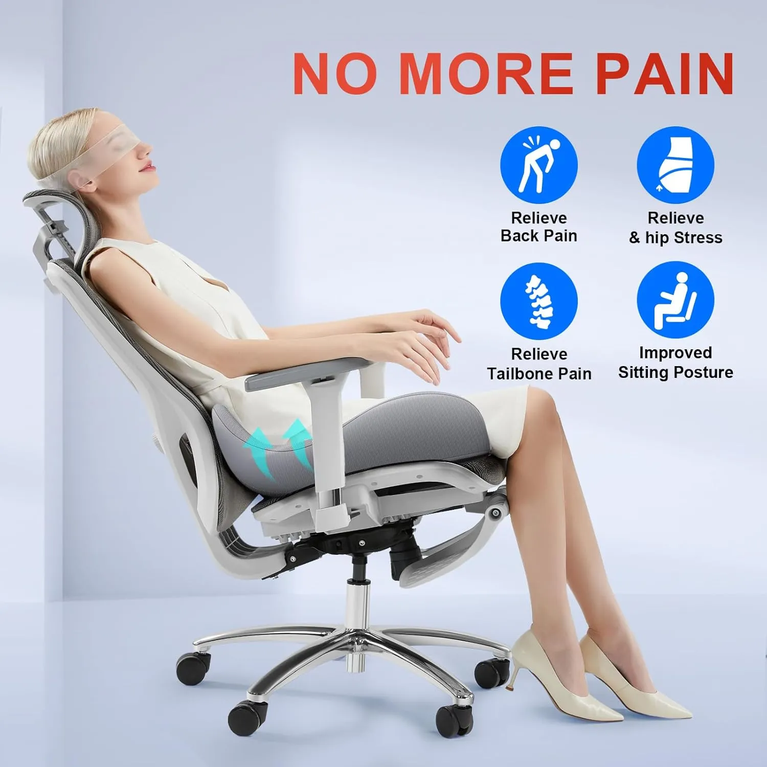 Benazcap X Large Memory Seat Cushion for Office Chair Ergonomic Cushions Butt Pillow for Pressure Relief Sciatica & Pain Relief Memory Foam for Long Sitting for Gaming Chair and Car Seat-Dark Grey