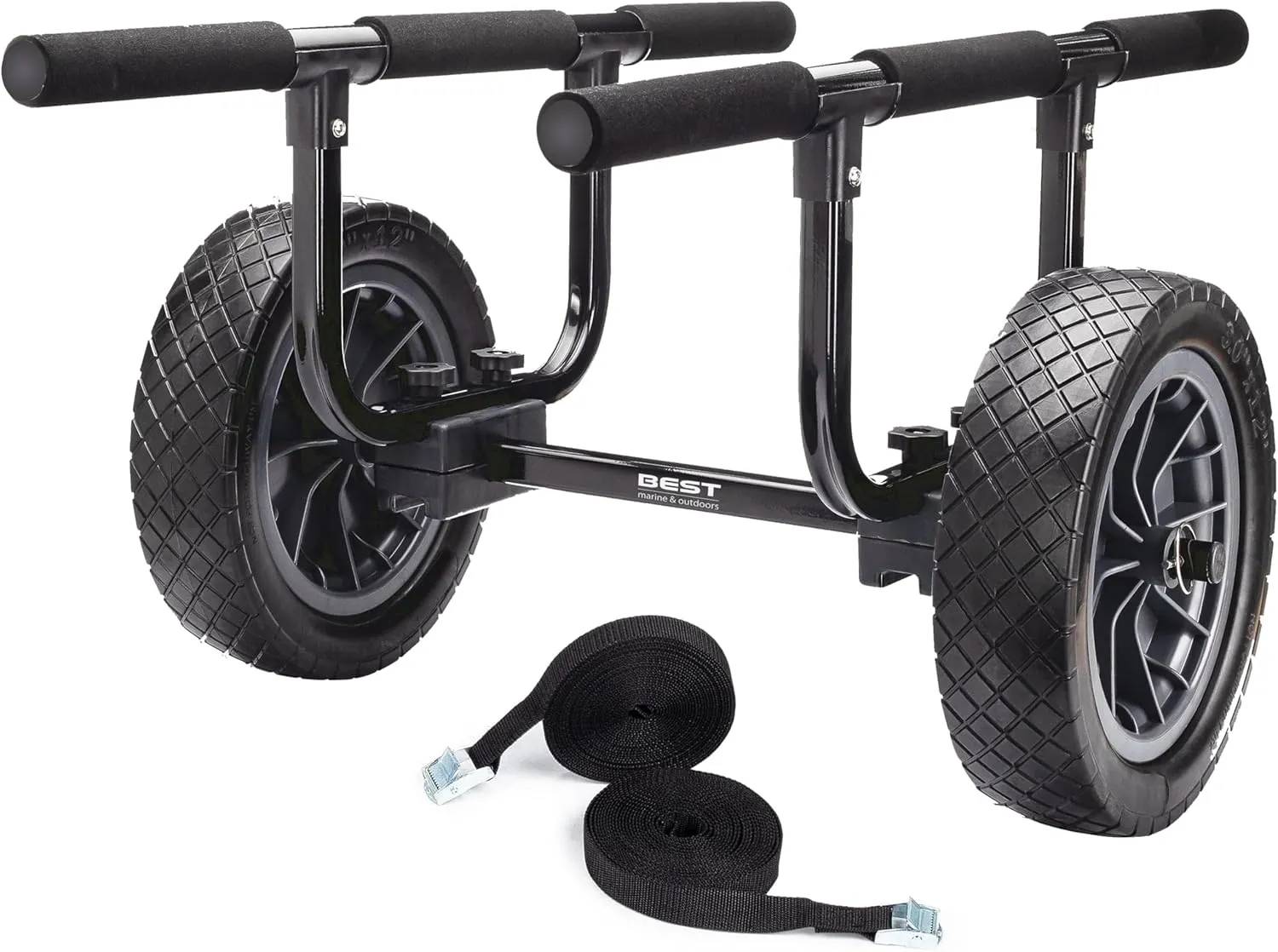 Best Marine and Outdoors Kayak Cart, Heavy Duty Adjustable Width Dolly with 450lb Weight Capacity and Flat Free Airless Wheels, Canoe Trolley Carrier and Kayak Trailer Accessories