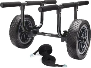 Best Marine and Outdoors Kayak Cart, Heavy Duty Adjustable Width Dolly with 450lb Weight Capacity and Flat Free Airless Wheels, Canoe Trolley Carrier and Kayak Trailer Accessories