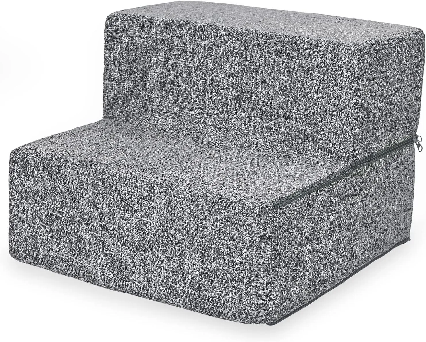 Best Pet Supplies Foldable Pet Steps/Stairs with CertiPUR-US Certified Foam for Small to Medium Dogs/Cats - Ash Gray Linen, 2-Step (H: 12")