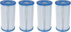Bestway 58012E Type III/A Outdoor Swimming Pool Filter Pump Replacement 4.2"x8" Cartridge Accessory, Use in 500/800/1500 Gallon Filter Pumps, 4 Pack
