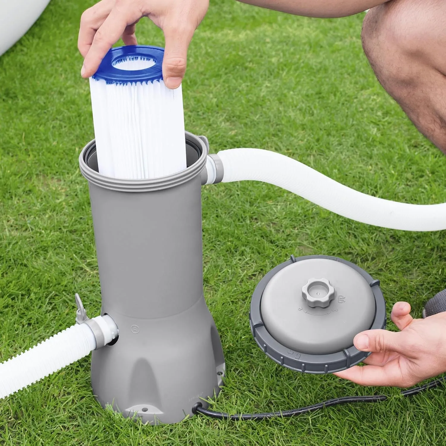 Bestway Flowclear 1,000 Gallons Per Hour 120 Volt Above Ground Swimming Pool Water Filter Pump Cartridge with Automatic Shut Off Timer