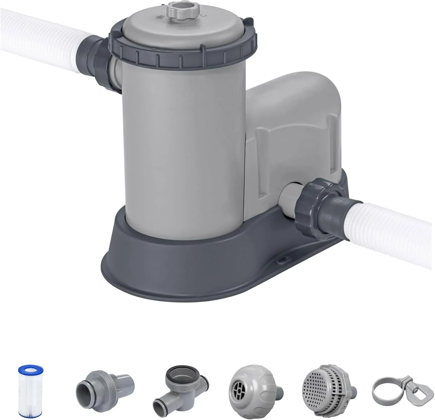 Bestway Flowclear 1,500 GPH 120 Volt Above Ground Swimming Pool Water Filter Pump with Automatic Shut Off Timer and Adapters Set