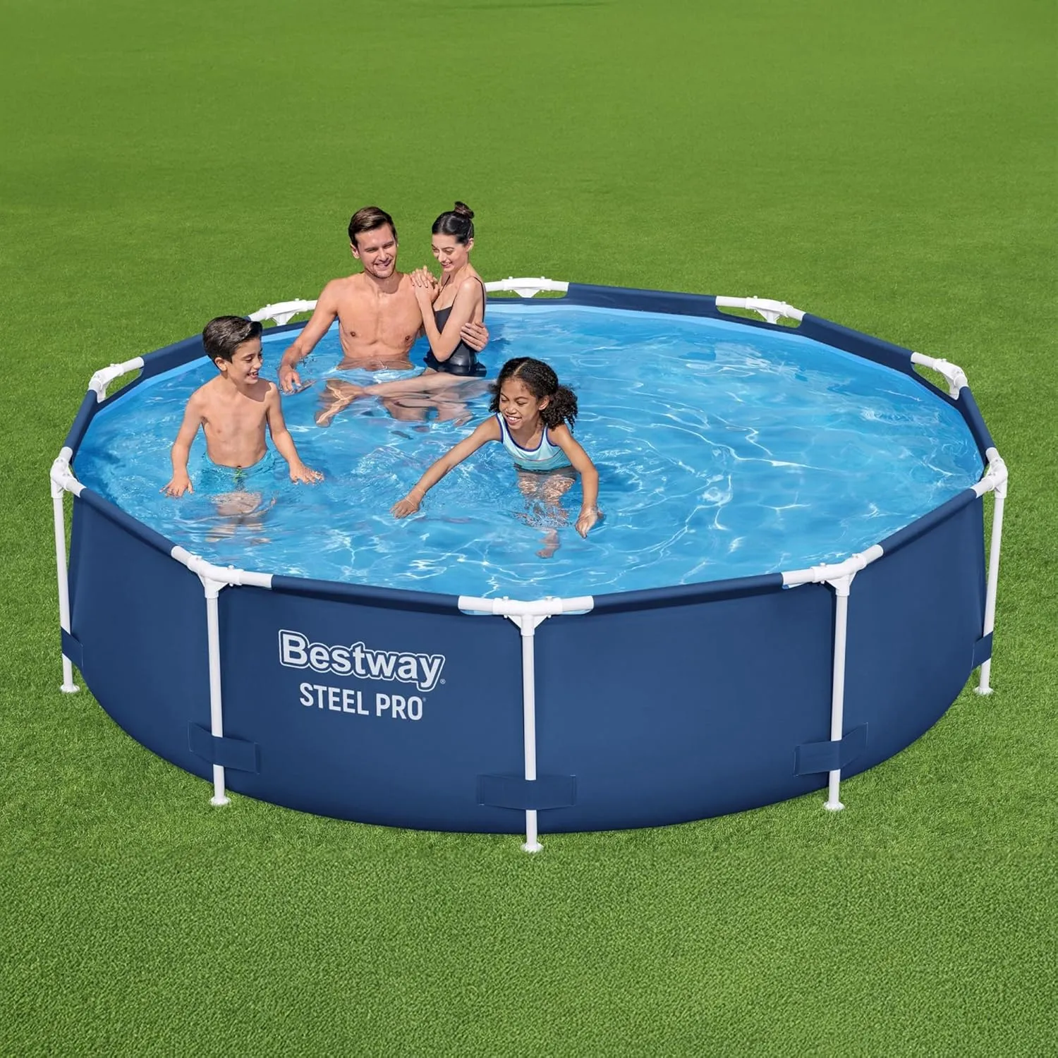 Bestway Steel Pro 10 Foot x 30 Inch Round Framed Above Ground Outdoor Backyard Swimming Pool Set with 330 GPH Filter Pump, Blue