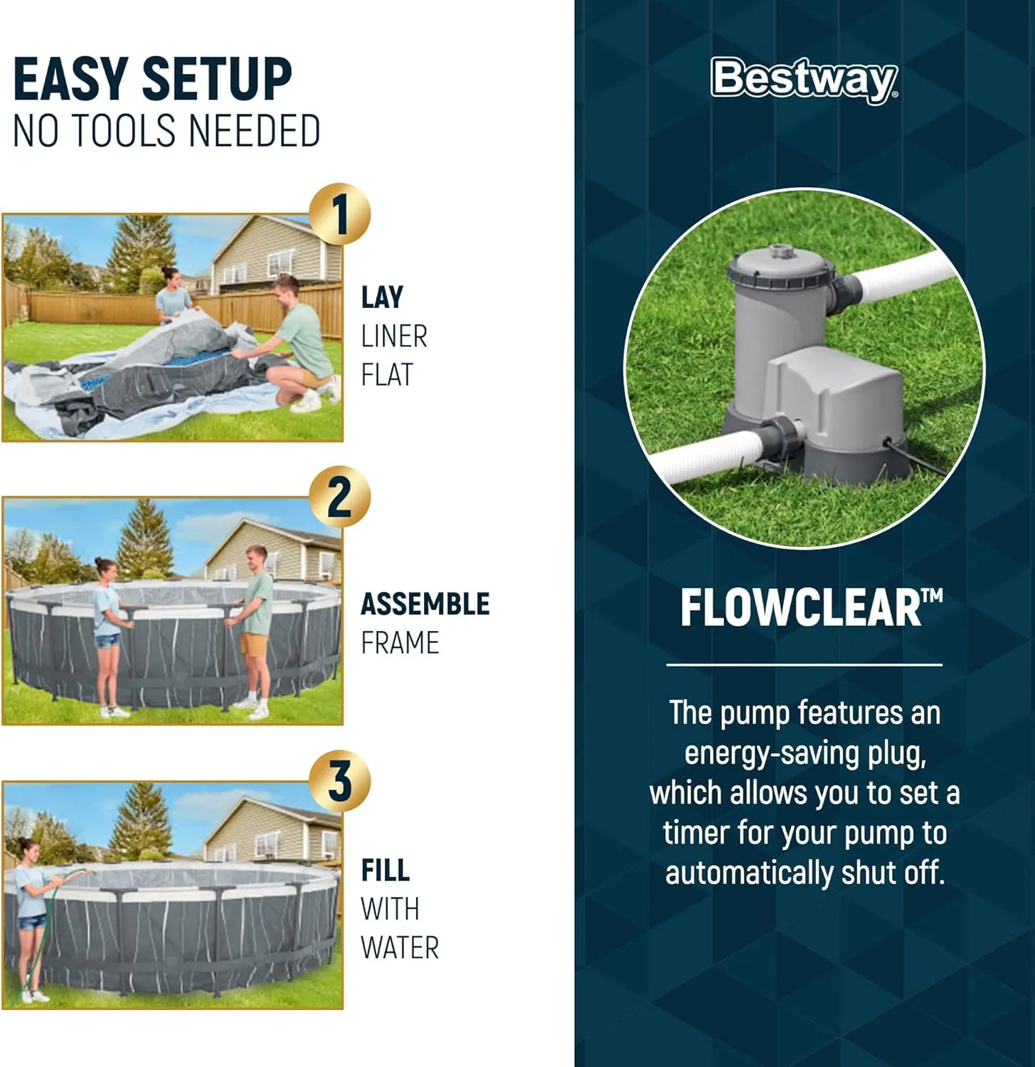 Bestway Steel Pro MAX 18 Foot x 48 Inches Metal Frame Above Ground Round Swimming Pool Set with LED Light, Remote Control, Ladder, and Pool Cover