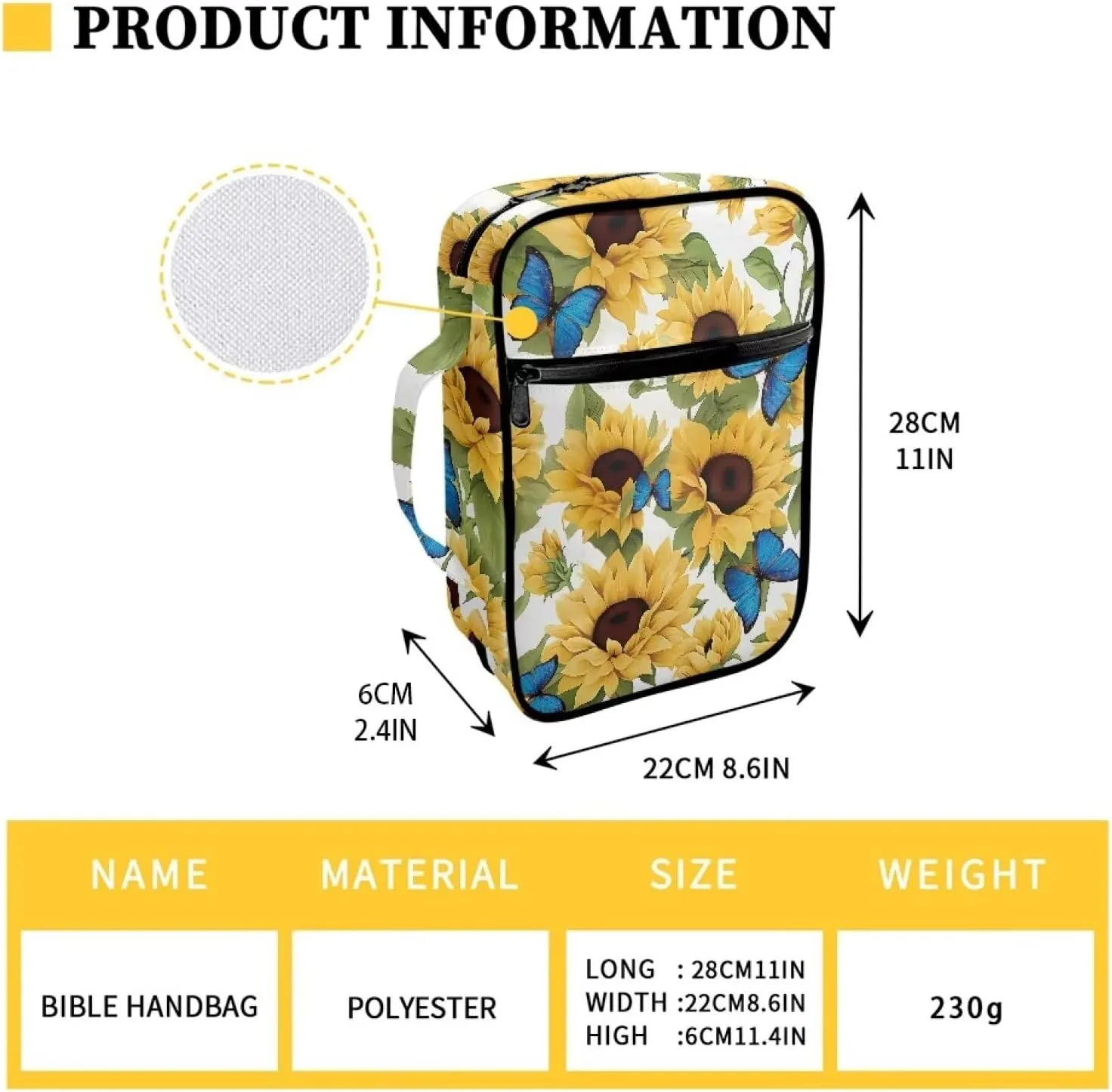 Bible Bag Tote Bible carrying case for Women Men Bible Covers for Women Men with Pockets Personalized