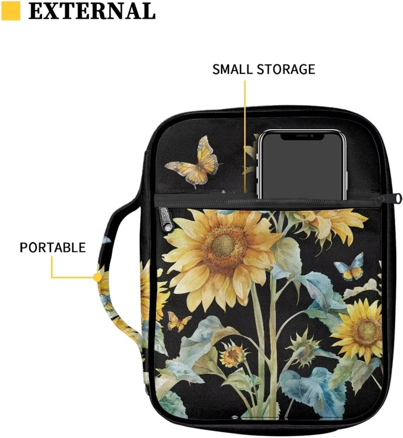 Bible Bag Tote Bible carrying case for Women Men Bible Covers for Women Men with Pockets Personalized