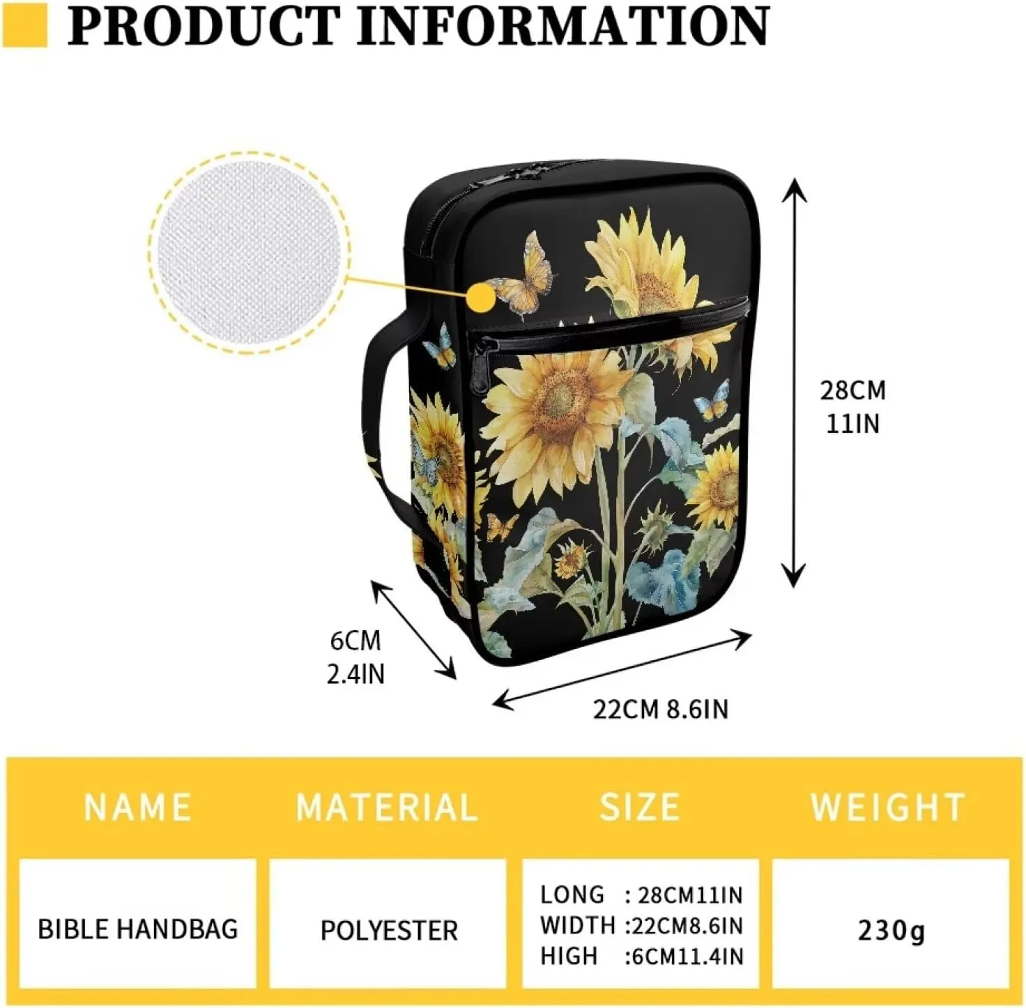 Bible Bag Tote Bible carrying case for Women Men Bible Covers for Women Men with Pockets Personalized
