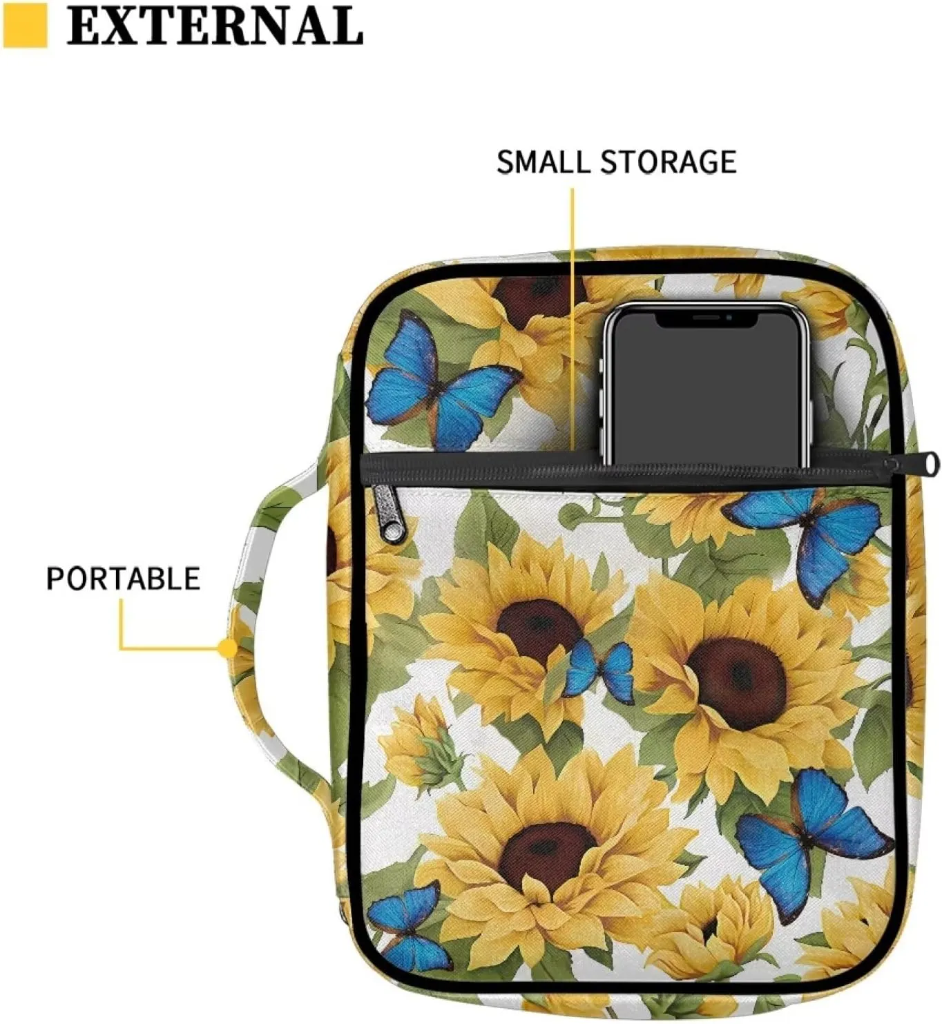 Bible Bag Tote Bible carrying case for Women Men Bible Covers for Women Men with Pockets Personalized