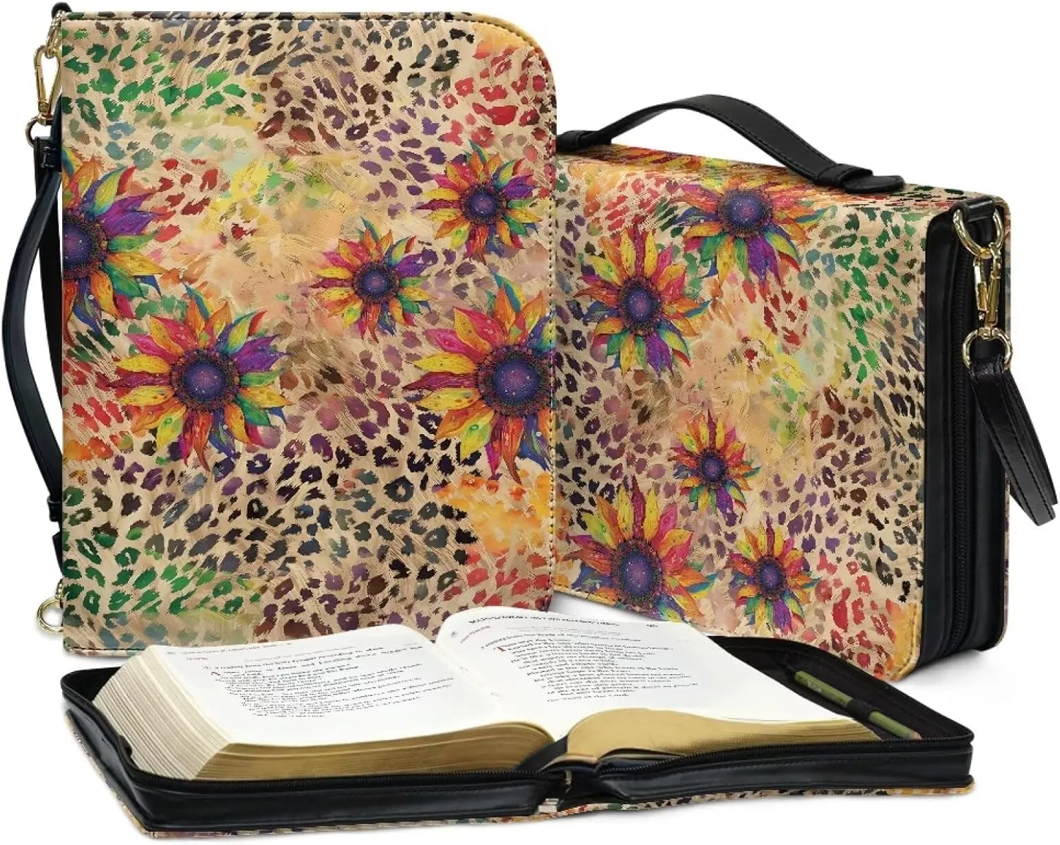 Bible Cover Case for Women Men Leather Western Bible Case Bible Covers for Women Men with Pockets