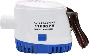 Bilge Pump Kit 12V 24V 1100GPH Automatic Submersible Bilge Water Pump with Switch Auto Electric Motor Boat Aquario Filter Accessories Aquarium Automatic Submersible Pump (Voltage : 12V)